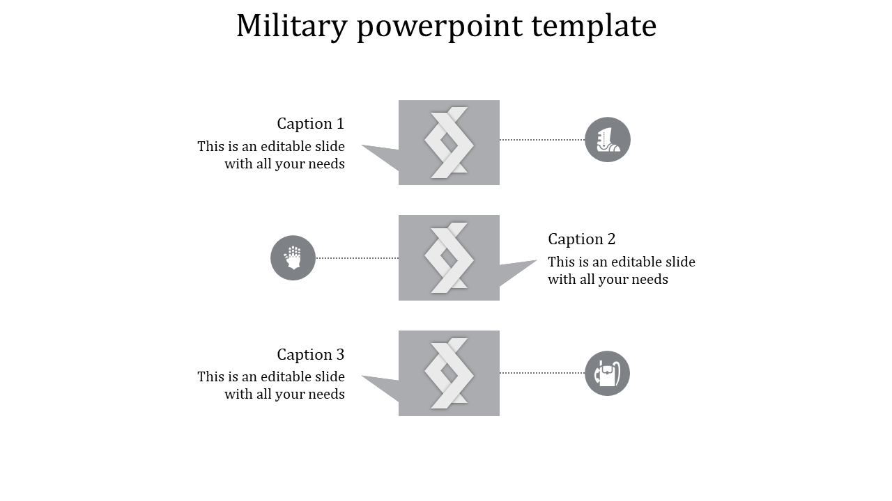 Attractive Military PowerPoint Template In Grey Color Model